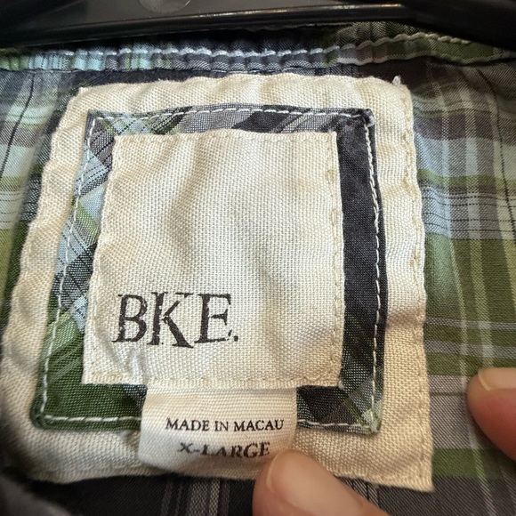 BKE Green and Gray Plaid Button Down Shirt - Picture 3 of 5